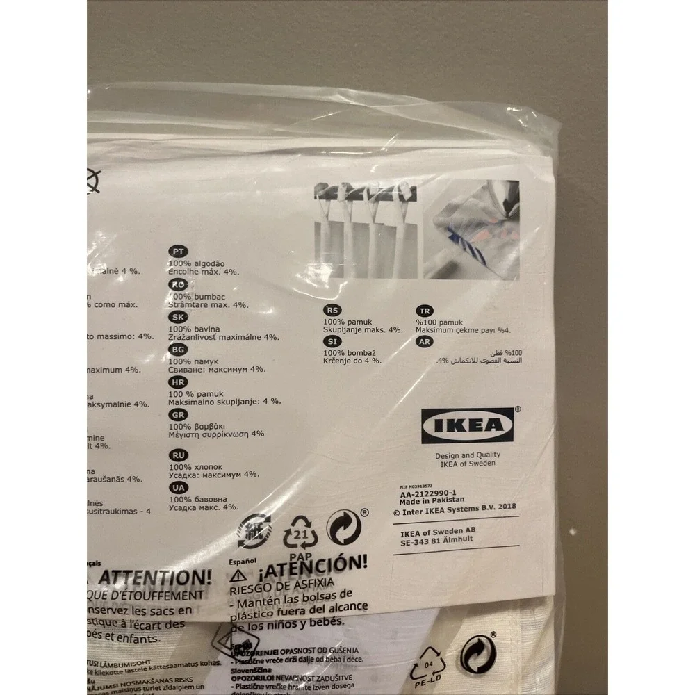 Ikea SANGLARKA Curtains w/ tie-backs, 1 pair, butterfly/white blue 47x98 